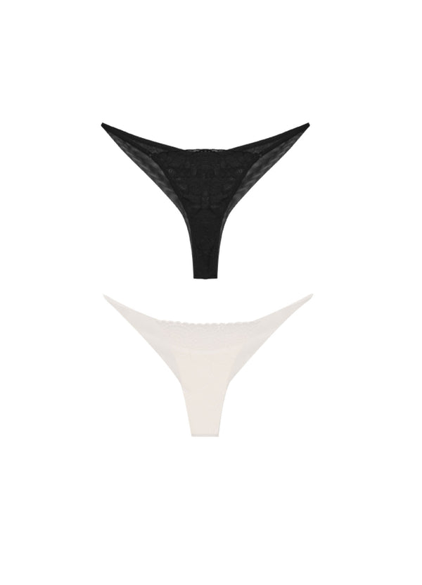 Duo Boreal x2 - Tanga brasilera encaje y malla